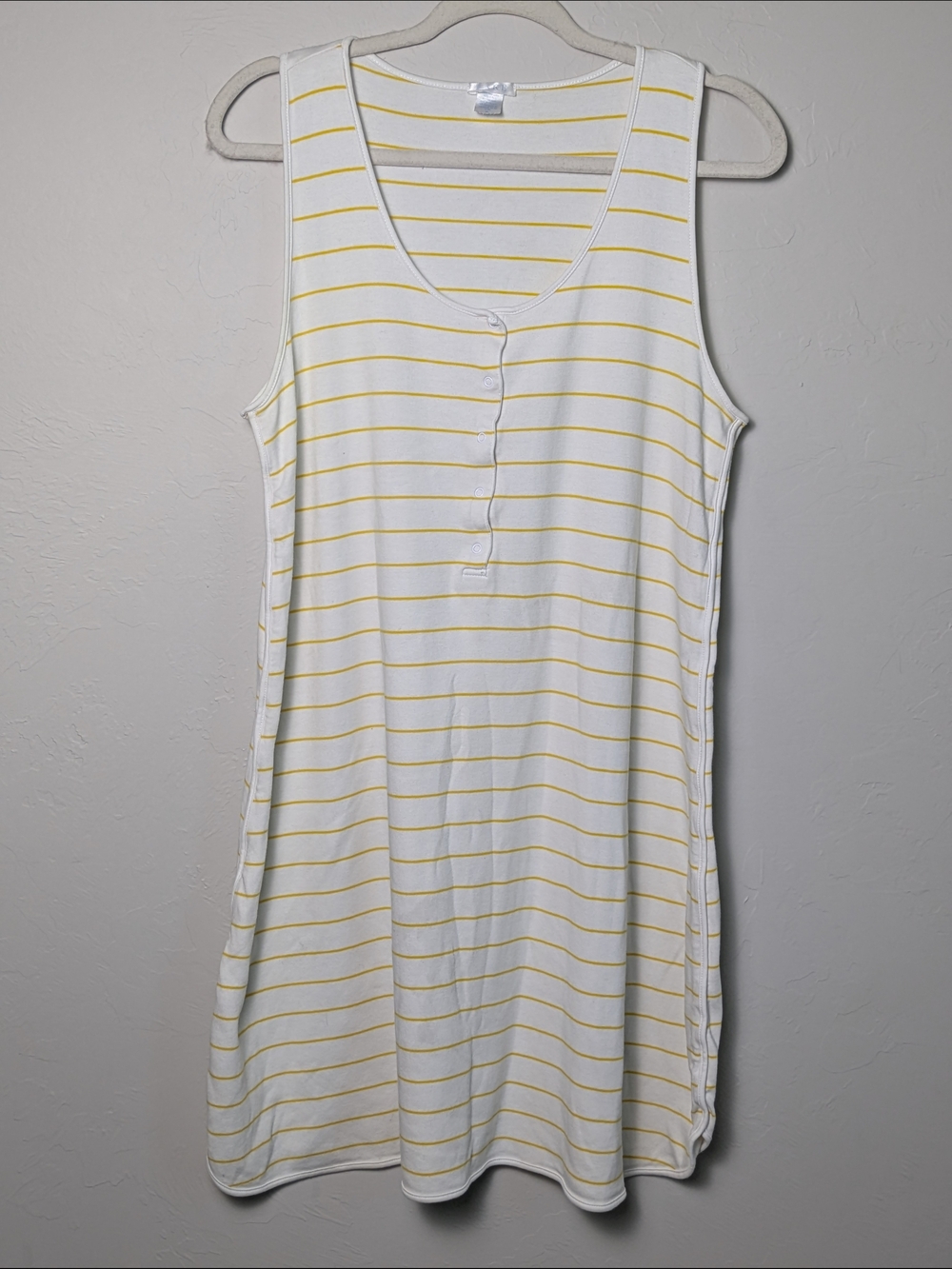 LAKE Sleeveless Striped Nightshirt - White with Yellow Stripes